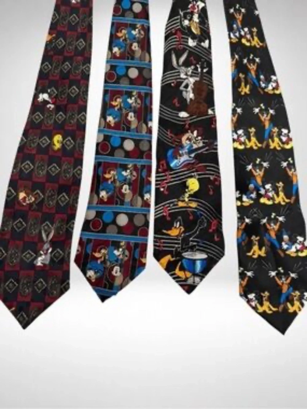 Disney Looney Tunes Vintage 90s Necktie Ties Lot Bundle Mickey Taz Bugs Goofy